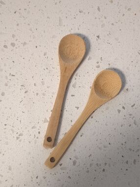 Pair of Bamboo Serving Spoons - Natural Wood